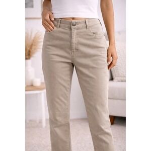 Bass & Co Women Size 10 Khaki Tan Straight Leg High Rise Stretch Pants Casual